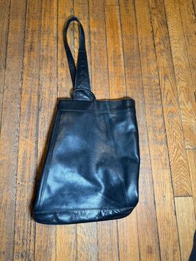 Tano Black Leather Shoulder Bag Slouchy Hobo Tote Purse Large
